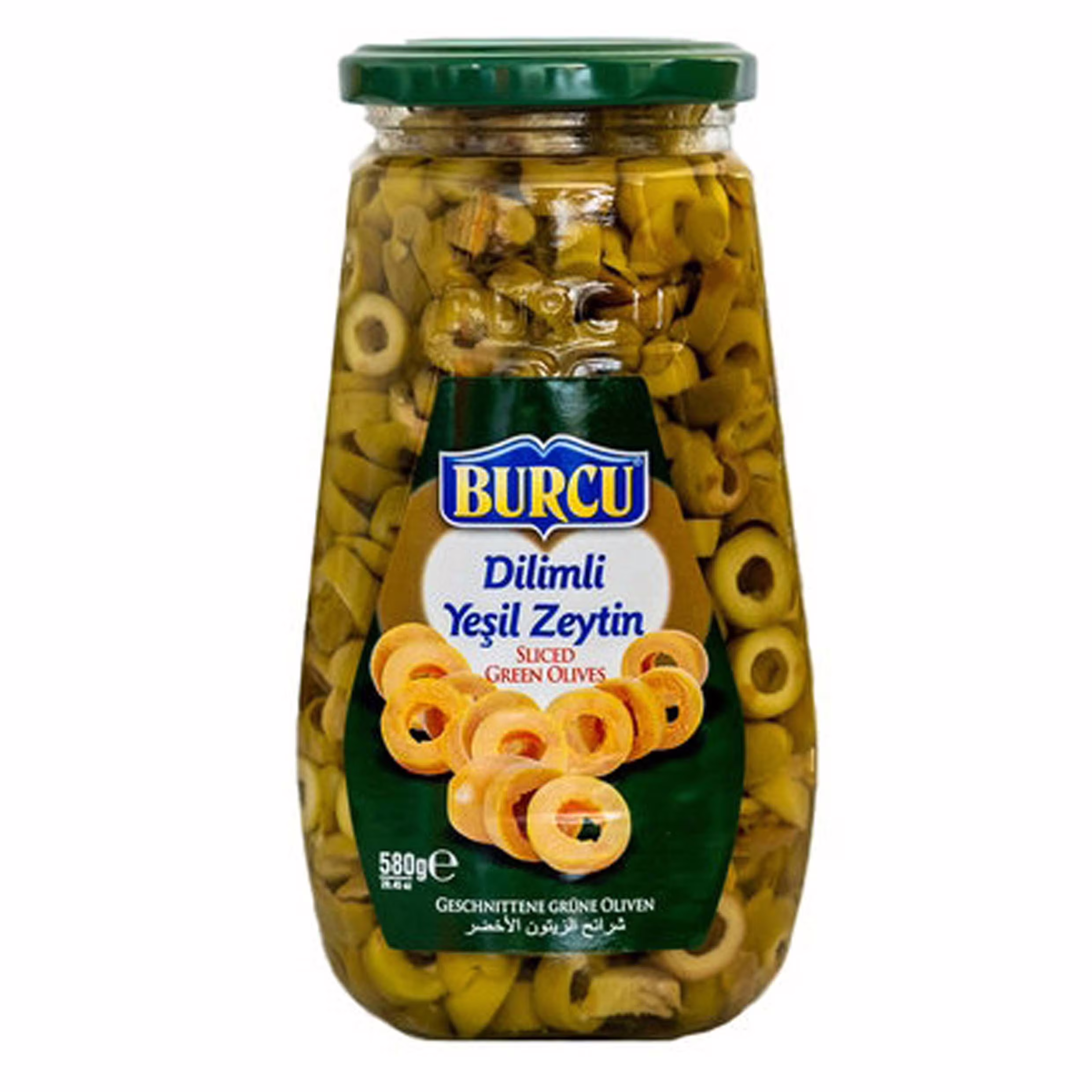 BURCU Grønn Oliven Skivet 580g