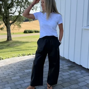 Trousers ecoleather balloon shape nero