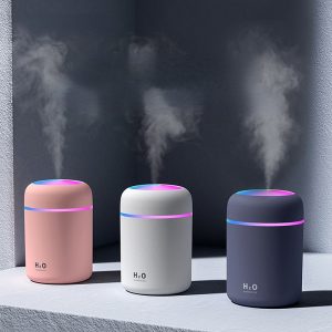 Mini Luftfukter med Aroma Essensiell Oljediffuser og LED-Lampe 300ML